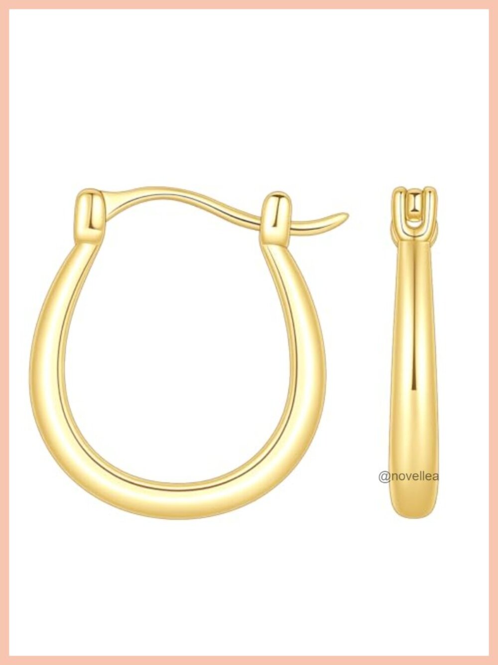 14K Gold Plated U-Shaped Hoop Earrings for Women Lightweight Hypoallergenic